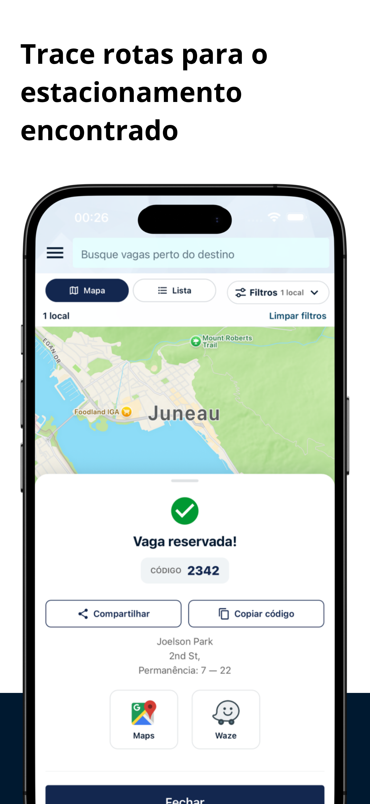 Rotas para o estacionamento reservado